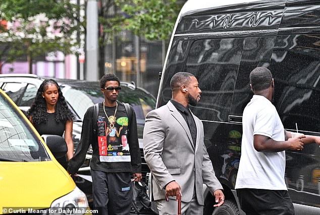 Christian 'King' Combs is seen leaving his hotel on the way to Manhattan Federal Court as the jury deliberated this morning