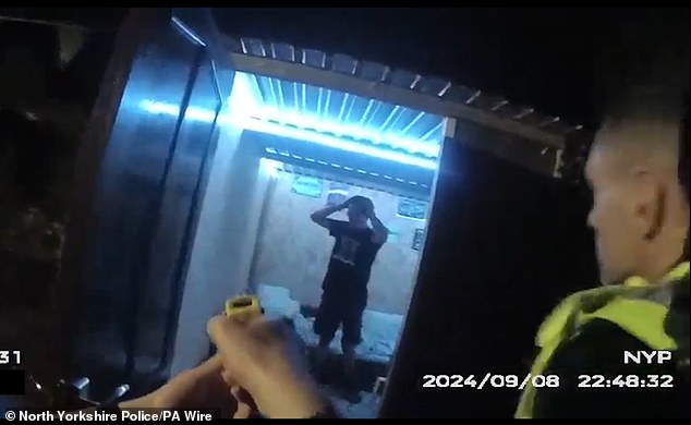 After the attack which included stabbing his wife six times as she lay defenceless on their bed, Carr went and sat in his shed where police found him (pictured)
