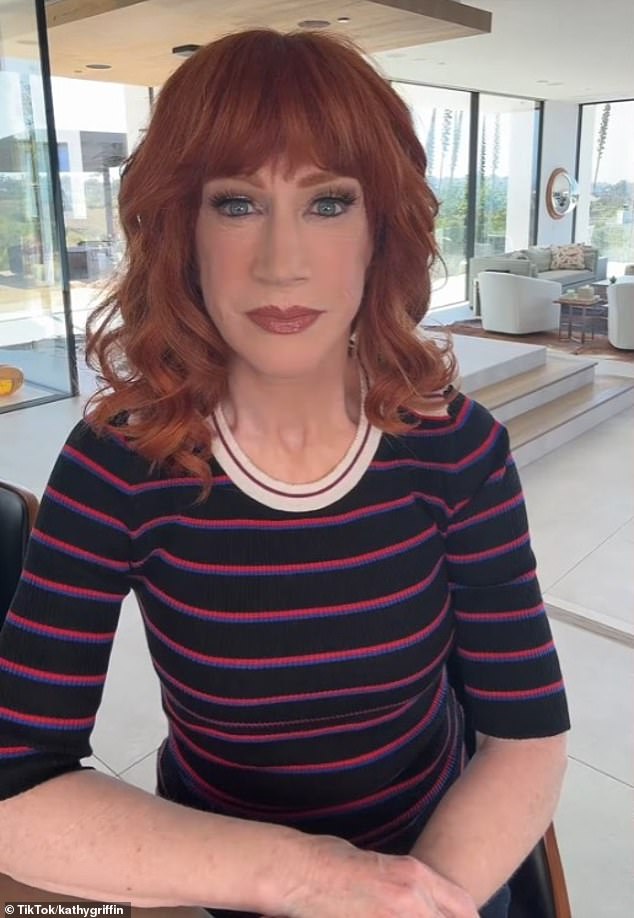 Kathy Griffin has sparked outrage after sharing a video showing artwork of four severed heads of billionaires - including Donald Trump