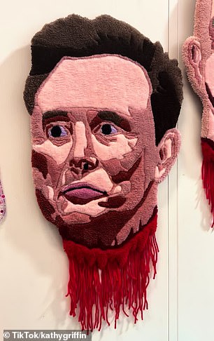 She shared a clip to TikTok, stitching a video showcasing a piece of art that consisted of intricate cloth heads of four billionaires, with 'blood' dripping from their neck