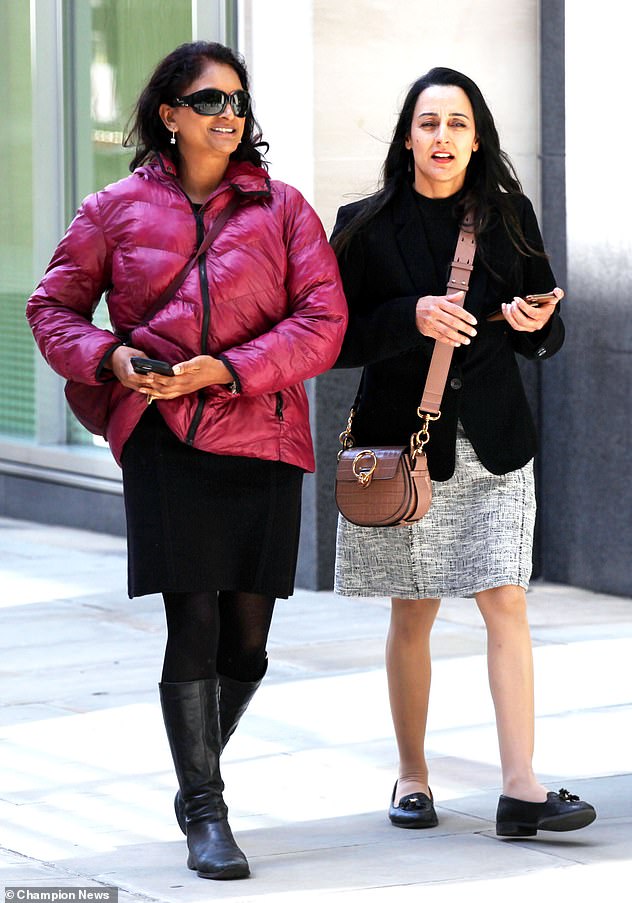 Following the trial, the pensioner had been told to pay for 65 per cent of her neighbours' costs - amounting to about £100,000 (Ms Patel pictured left outside the High Court, London)