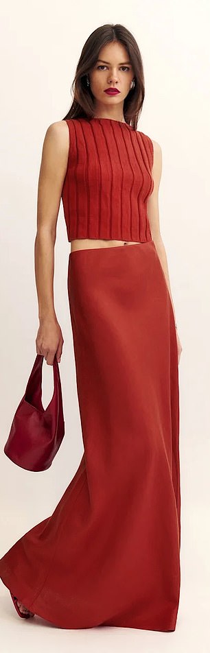Red linen skirt,  £188, thereformation.com