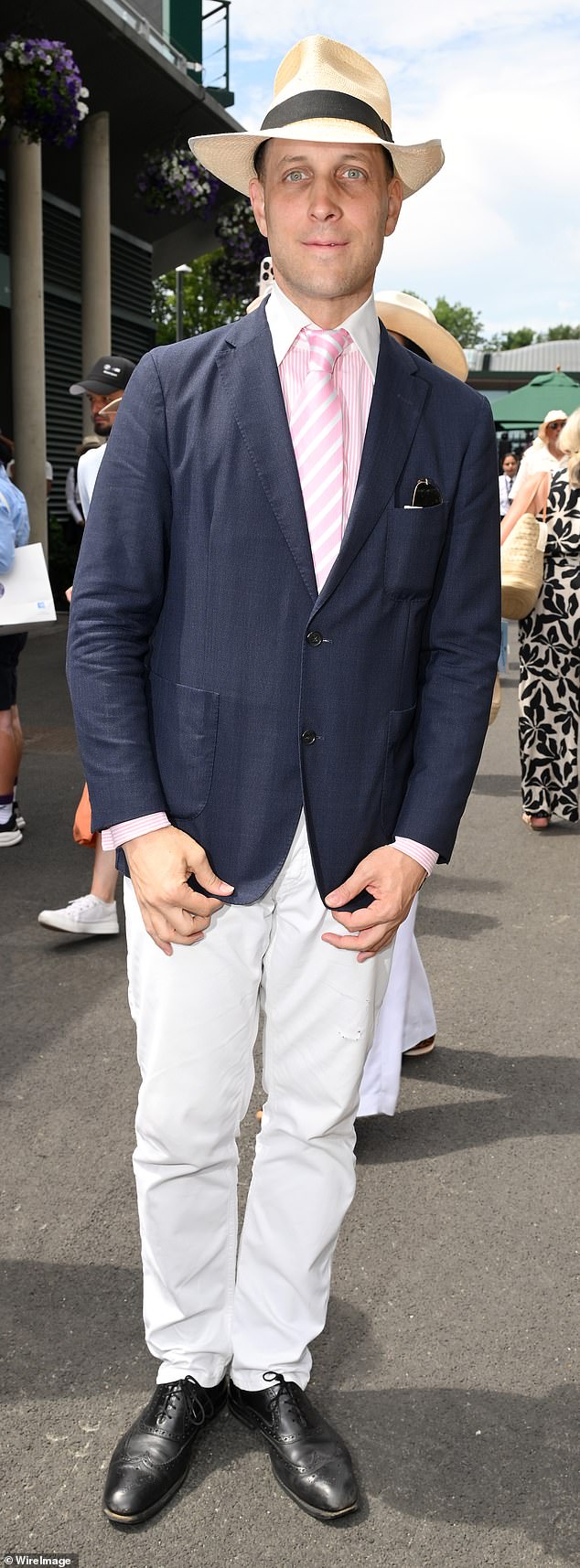 Lord Frederick Windsor yesterday donned a navy blazer with white chinos and a pair of black brogues