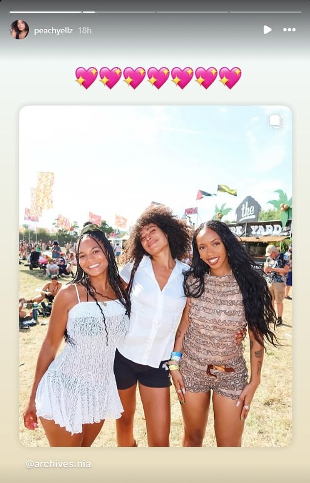 On Monday, Ella took her Instagram page public to share her first photo from her time at the festival, looking on cloud nine as she posed in the sunshine with her pals in a reposted snap