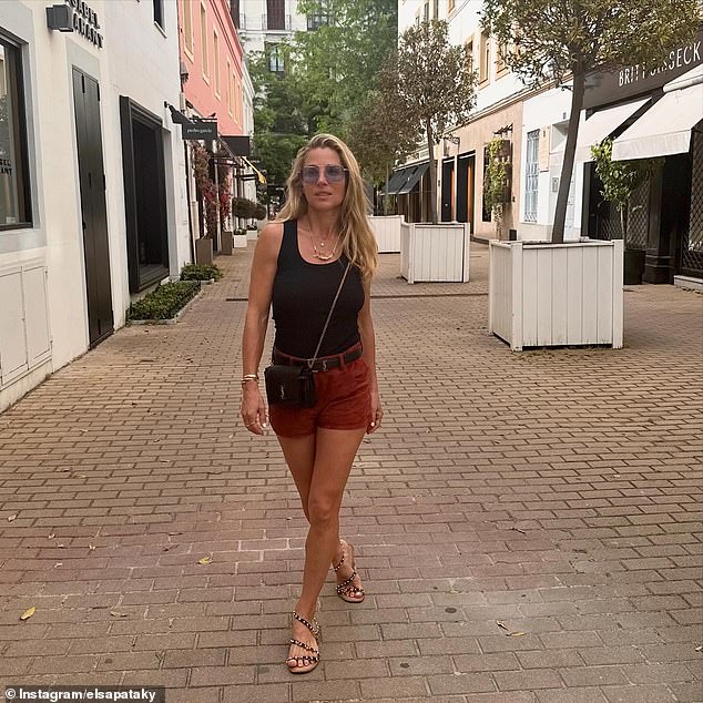 Chris' wife Elsa (pictured) enjoyed her own holiday in her native Spain, also posting several snaps to Instagram just days later