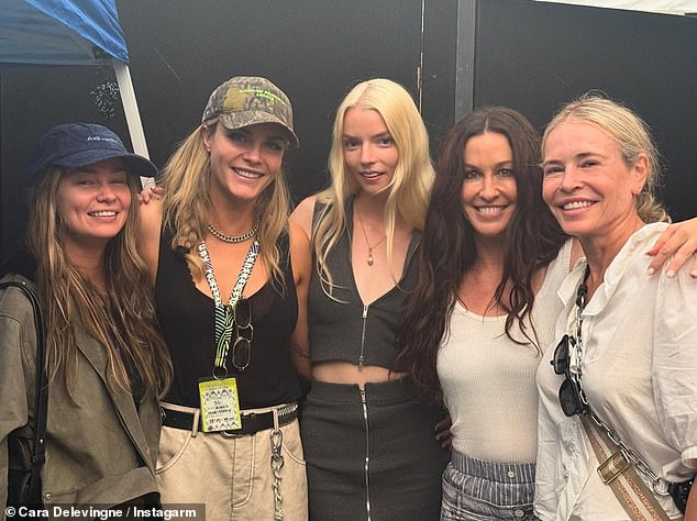 Cara also shared clips of her envious spot on stage while Alanis performed, later performing for snaps with the singer and Anya Taylor-Joy