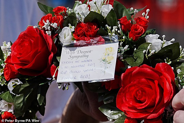Flowers were laid outside Anfield shortly after Jota's death was revealed