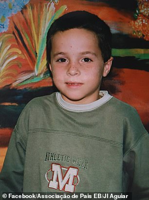 Both boys attended the Aguiar EB school in Gondomar (pictured: Diogo Jota as a boy)