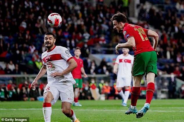 Jota was capped 49 times for Portugal's senior team - alongside several caps for its junior sides (pictured scoring the second goal in a 3-1 World Cup qualifier against Turkey in 2022)