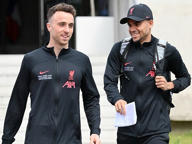 Diaz also posted this picture of him and Jota smiling together at the Liverpool training ground
