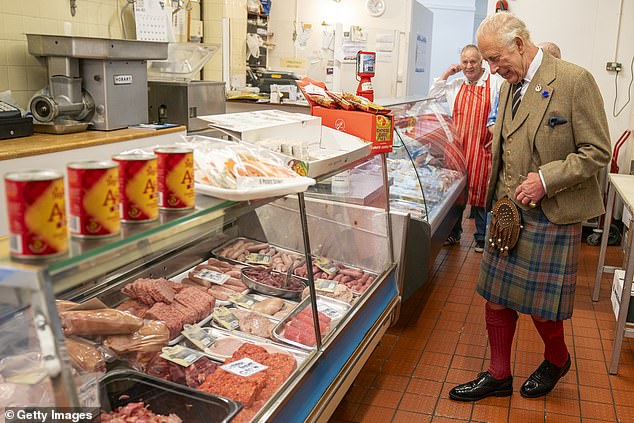 His Majesty visits NC McGeachy butchers shop in Campbeltow during his visit on Thursday