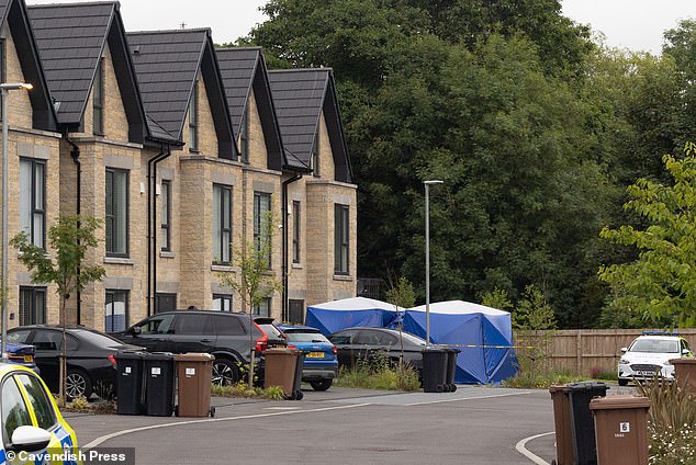 Officers attended the property and discovered Mr Campbell's body inside. Pictured, police at the scene