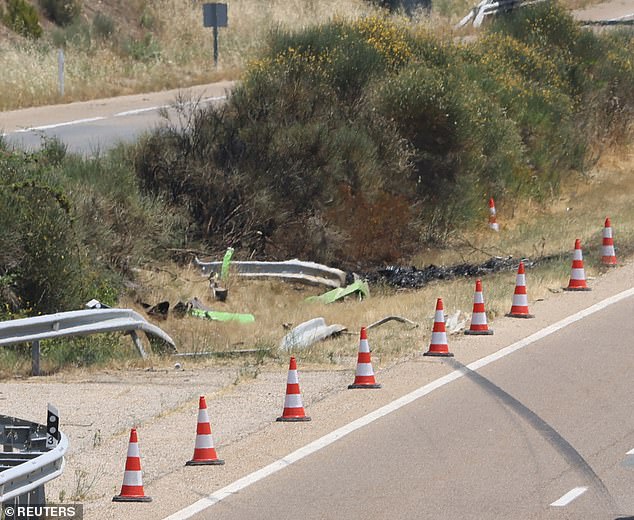 Tyre marks can be seen on the road today where Jota's Lamborghini overtook a car and then straight into the crash barriers. Tragically the crash claimed the lives of the Liverpool star and his brother Andre