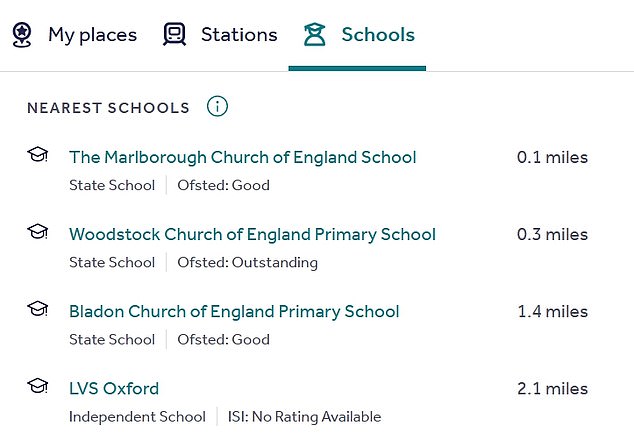 Speaking about the impact, Sir Martyn acknowledged it will stop property websites such as Rightmove selling houses using 'outstanding ratings' for local schools (pictured: Rightmove's schools function)