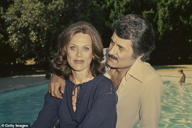 Dow married Jennifer's late dad, John Aniston, in 1965. They divorced in 1980. The couple pictured above at their Sherman Oaks, California, house in 1975