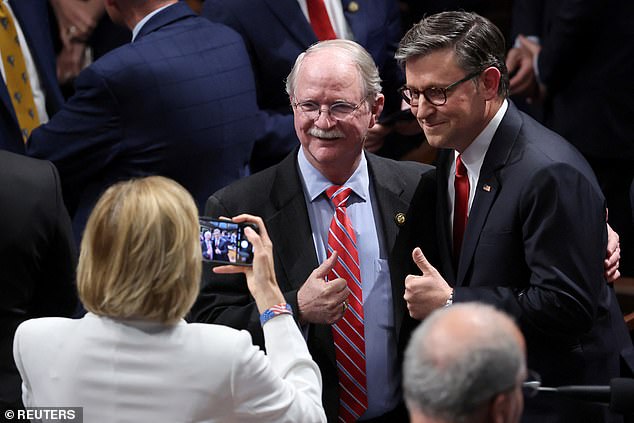 The GOP leader was seen celebrating with members and taking photos shortly after the vote