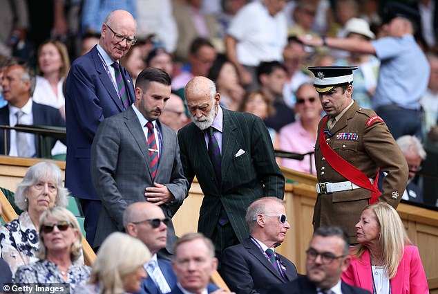 Yesterday, it was his wife that made a sophisticated appearance in the royal box - but today, Prince Michael of Kent, 82, himself was spotted watching the tennis