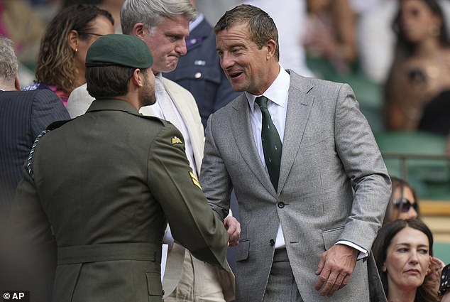 He sat alongside his author wife, Shara Grylls, 51, with whom he shares three children. Pictured today