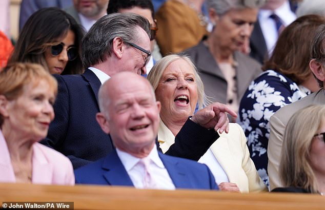 Deborah Meaden looked glamorous as she joined fellow tennis fans in Wimbledon's Royal Box today