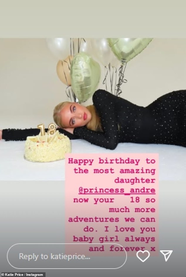 Katie Price accidentally wished her daughter a happy birthday two days early ¿ which she quickly deleted. She uploaded this to her story on Princess's actual birthday