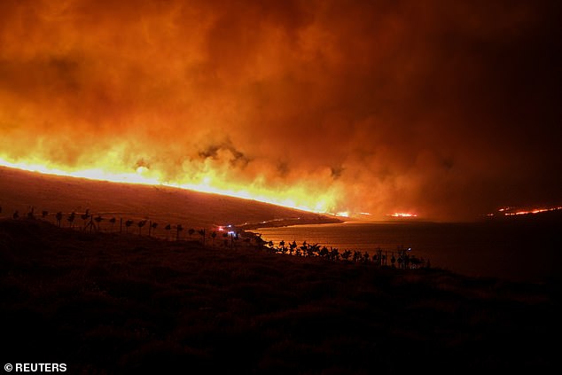 A wildfire burns near Alacati in Izmir province, Turkey
