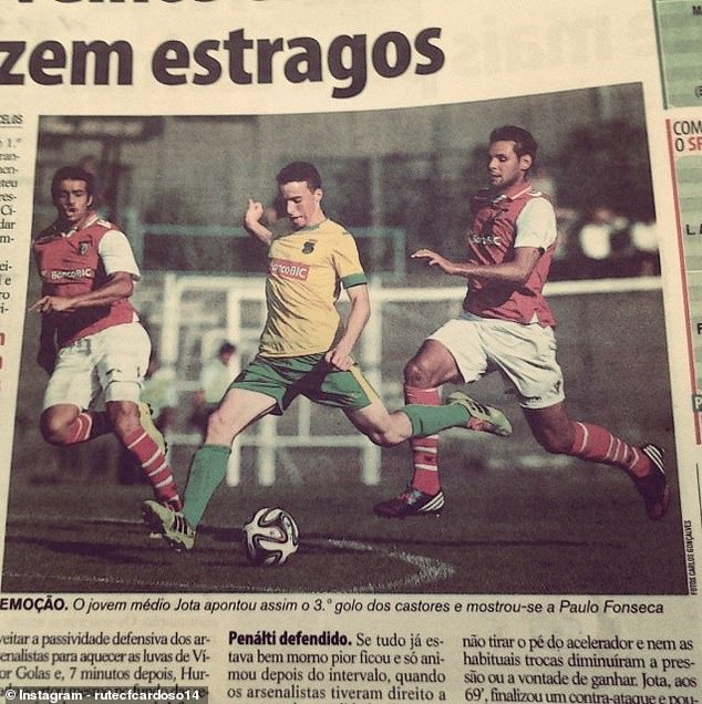 Jota was once pictured in action by a local newspaper - 'Que lindinho!' (How cute!), Rute captioned the Instagram post