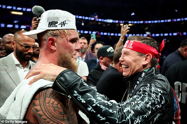 Internet-star-turned-boxer Paul pictured alongside Chavez Snr after the fight on Saturday