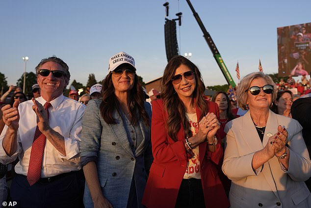 President Donald Trump was joined by (from left) Interior Secretary Doug Burgum, Agriculture Secretary Brooke Rollins, DHS Secretary Kristi Noem and White House Chief of Staff Susie Wiles