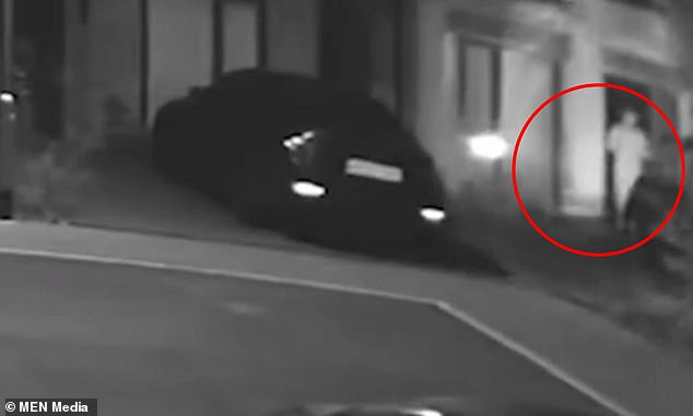 Chilling CCTV footage shows the group swarming Thomas Campbell's quiet cul-de-sac hideaway after his vengeful ex-wife gave them the address