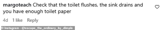 Dimple's advice generated mixed responses in the comments, with some viewers suggesting their own top tips while others accused the travel agent of being 'paranoid'