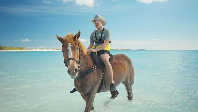 Barry and Pam's son enjoying horseback riding while on holiday