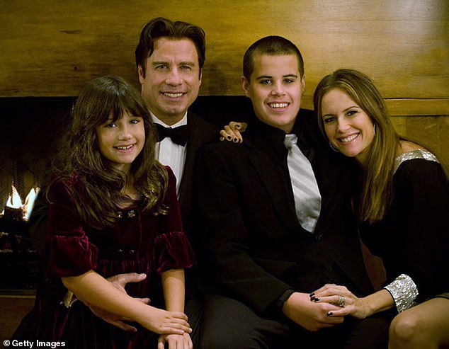 Travolta with his wife Kelly Preston, son Jett and daughter Ella. Jett died in 2009 aged 16 after having a seizure