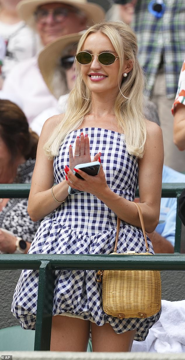 One of the most elegant and well-dressed WAGs in the stands is Morgan Riddle (pictured on Tuesday)
