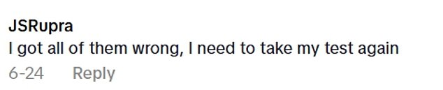 Many of the commenters of the clip holding a full driving licence, many of them struggled to answer the nine questions on the clip, with some of them getting zero correct
