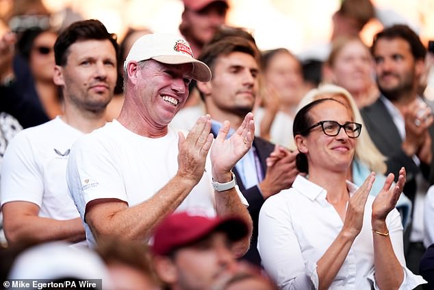 Petchey has had a transformative effect on Raducanu's game and mindset since joining her team in the spring (BACK ROW: LTA Senior Performance Analyst and IMG agent Thomas Houchin)
