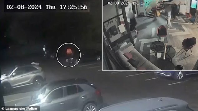 Footage shows how Mr Scott left the gym shortly before 5:30pm and stood chatting to someone in the car park for a short time