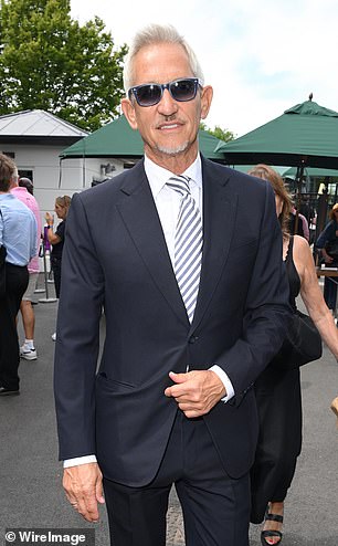 Gary looked dapper in a navy suit and shades for day five of the tournament