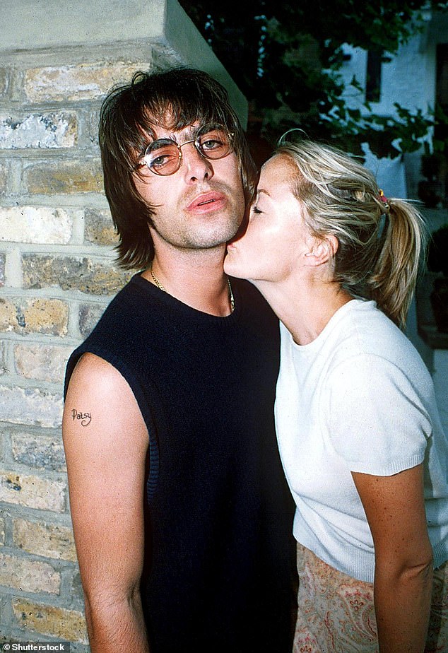 A wholesome image of Patsy Kensit, who married Liam in 1997, kissing Liam on the neck in 1996, also emerged