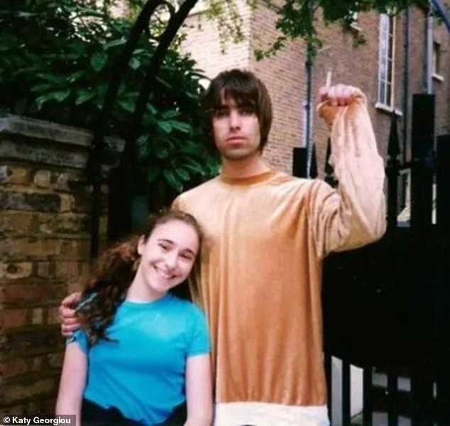 As original Oasis fans gear up to scramble for tickets to the Britpop comeback of the century, some have shared their memories of seeing the band in the nineties and noughties. Pictured: Katy Georgiou as a teen meeting Liam Gallagher