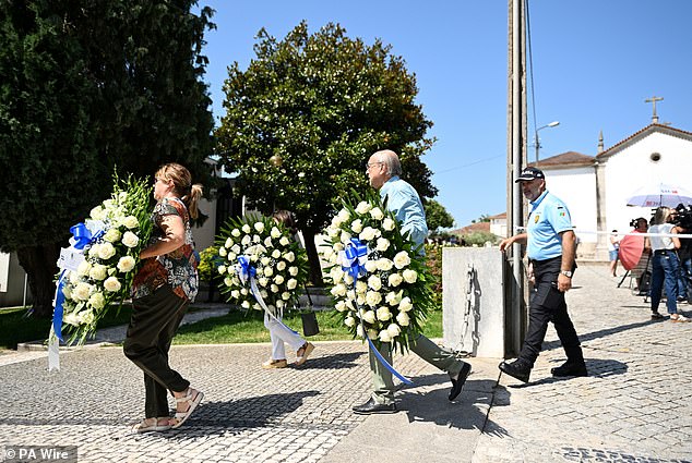 The Sao Cosme Chapel in the town of Gondomar. Flowers gifted from Porto FC arrive