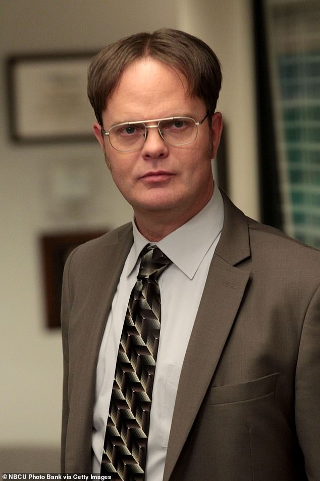 Of course it's none other than The Office's Rainn Wilson who played the iconic Dwight Schrute from 2005 until 2013 (pictured on the show)