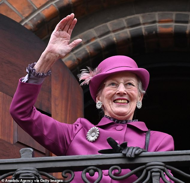 In late 2022, Queen Margrethe II of Denmark, 85, announced that four of her grandchildren would lose their princely titles. She is pictured a few months after the shock announcement