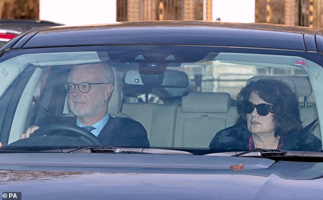 The Earl and Countess of St Andrews (pictured Christmas 2019) were also present in the royal box this afternoon