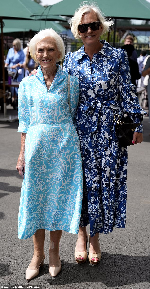 The former Great British Bake Off star attended day five of Wimbledon with her daughter Annabel Bosher (pictured)