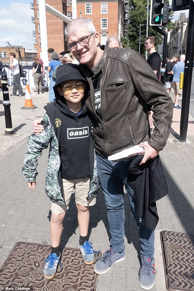Patrick Foley and his 10-year-old son, Alex, [both pictured] who is a self-proclaimed superfan, had travelled from Stroud to be there for the 'monumental' moment