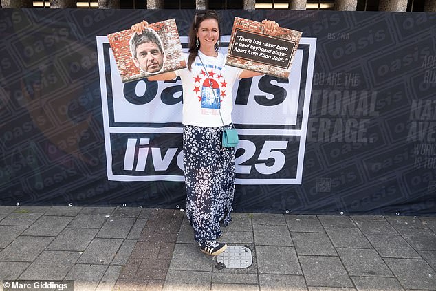Lifelong fan and mother-of-two from Cardiff, Kate [pictured], 44, wore a pair of shoes she bought 30 years ago when she was 16 for her birthday