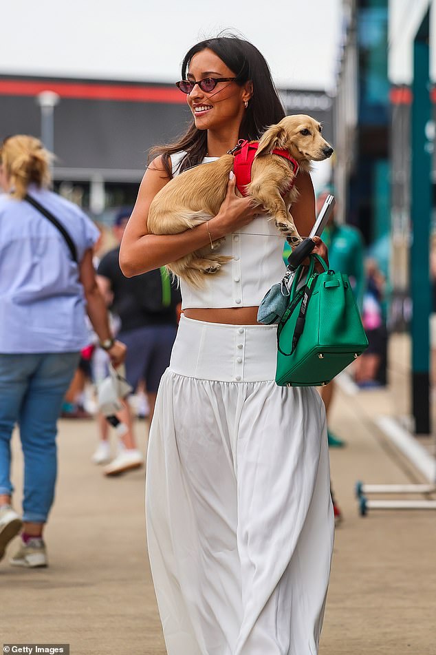 Ferrari driver Charles Leclerc's girlfriend Alexandra Saint Mleux was also spotted in the Silverstone paddock