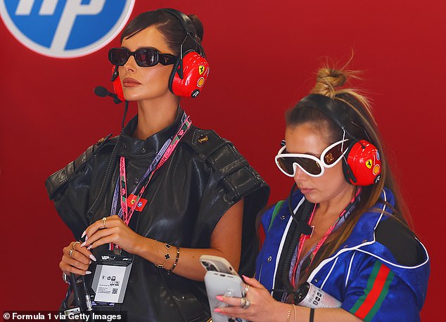 Raye was joined in the garage by Maura Higgins, who showcased her impeccable style in a bold black vest and Prada sunglasses