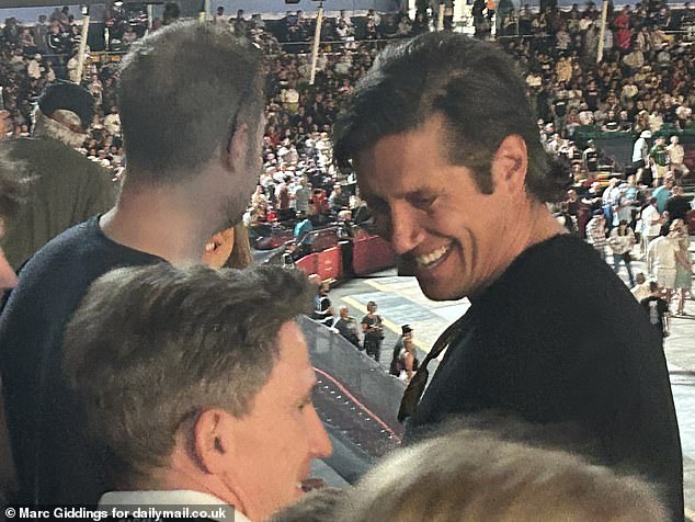 The family were sat next to the BBC presenter Vernon Kay , 51, who was not with his wife the Strictly Come Dancing host, Tess Daly