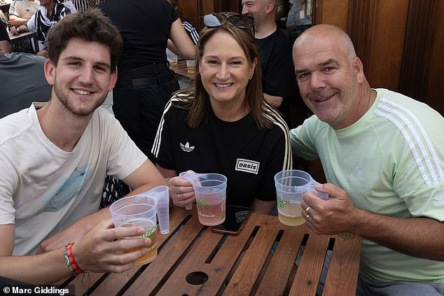 Supporters of the group made the most of the sunshine as they hit the pub before the show